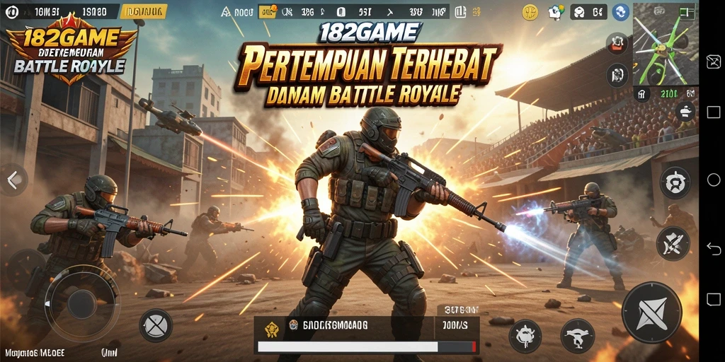 Tangkapan layar 182GAME menampilkan aksi seru dalam laga Battle Royale.