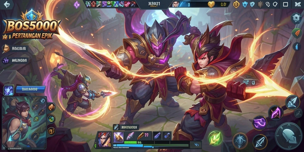 Tampilan menarik dari gameplay bertarung di BOS5000.