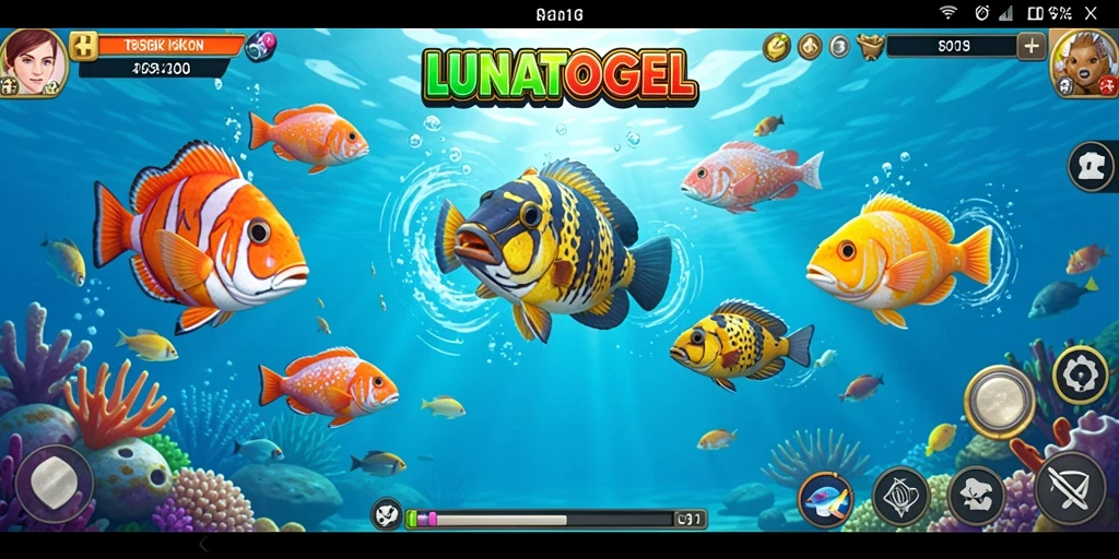 Tampilan gameplay LUNATOGEL yang penuh aksi Tembak Ikan.