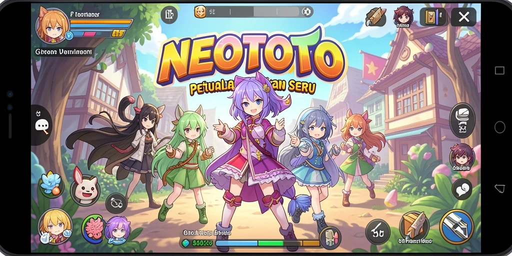 Gameplay menakjubkan NEOTOTO dengan aksi karakter anime.