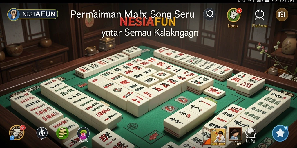 Screenshot NESIAFUN menampilkan gameplay Mahjong yang menarik dan menantang.