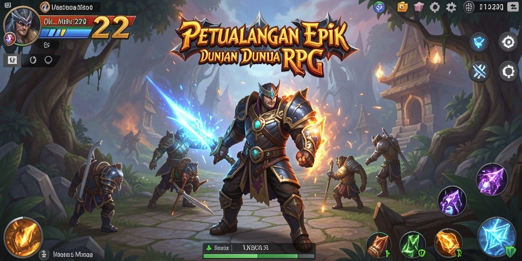 Screenshot utama OH222 menampilkan pertempuran epik dalam dunia RPG.