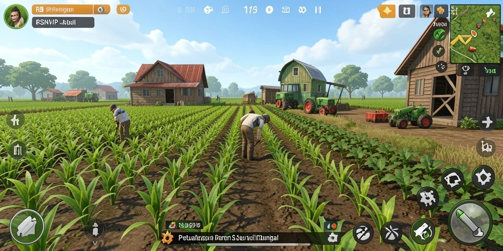 Screenshot gameplay RSNVIP menampilkan aktivitas bertani yang menyenangkan.