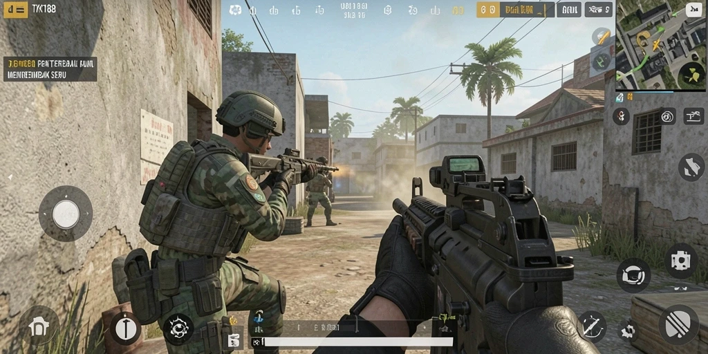 Screenshot utama TKP188 menampilkan gameplay yang seru dan penuh aksi.